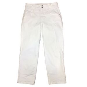 Anthropologie Pilcro Petite White Retro Yoke Boyfriend Jeans Size 29P